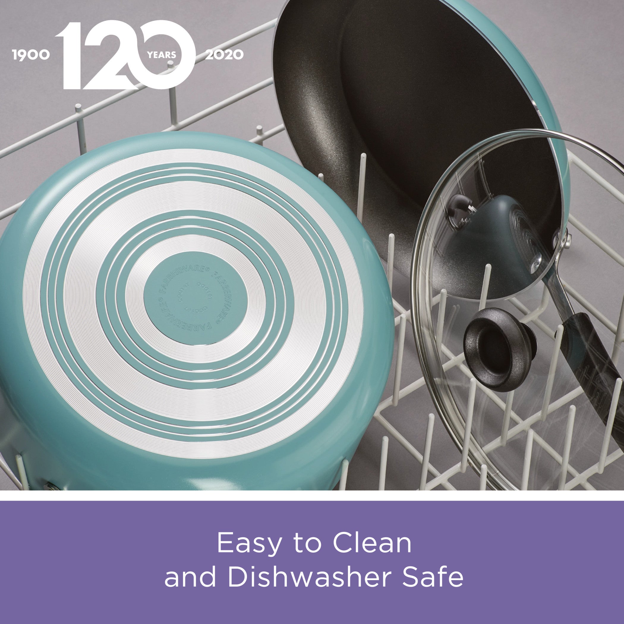  14-Inch Easy Clean Nonstick Family Pan/Jumbo Cooker with Lid, Aqua