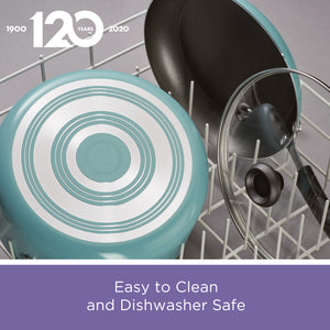  14-Inch Easy Clean Nonstick Family Pan/Jumbo Cooker with Lid, Aqua