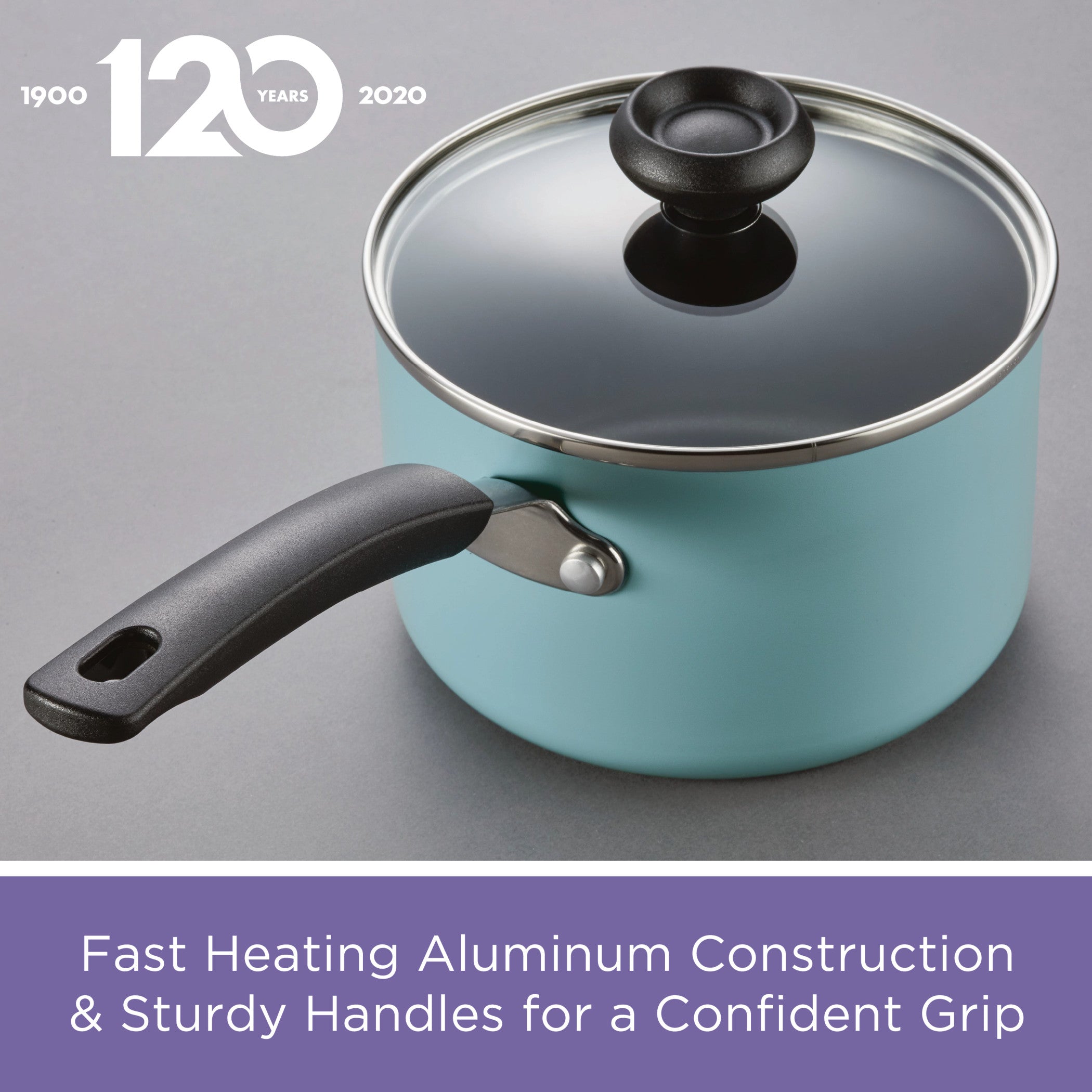  14-Inch Easy Clean Nonstick Family Pan/Jumbo Cooker with Lid, Aqua