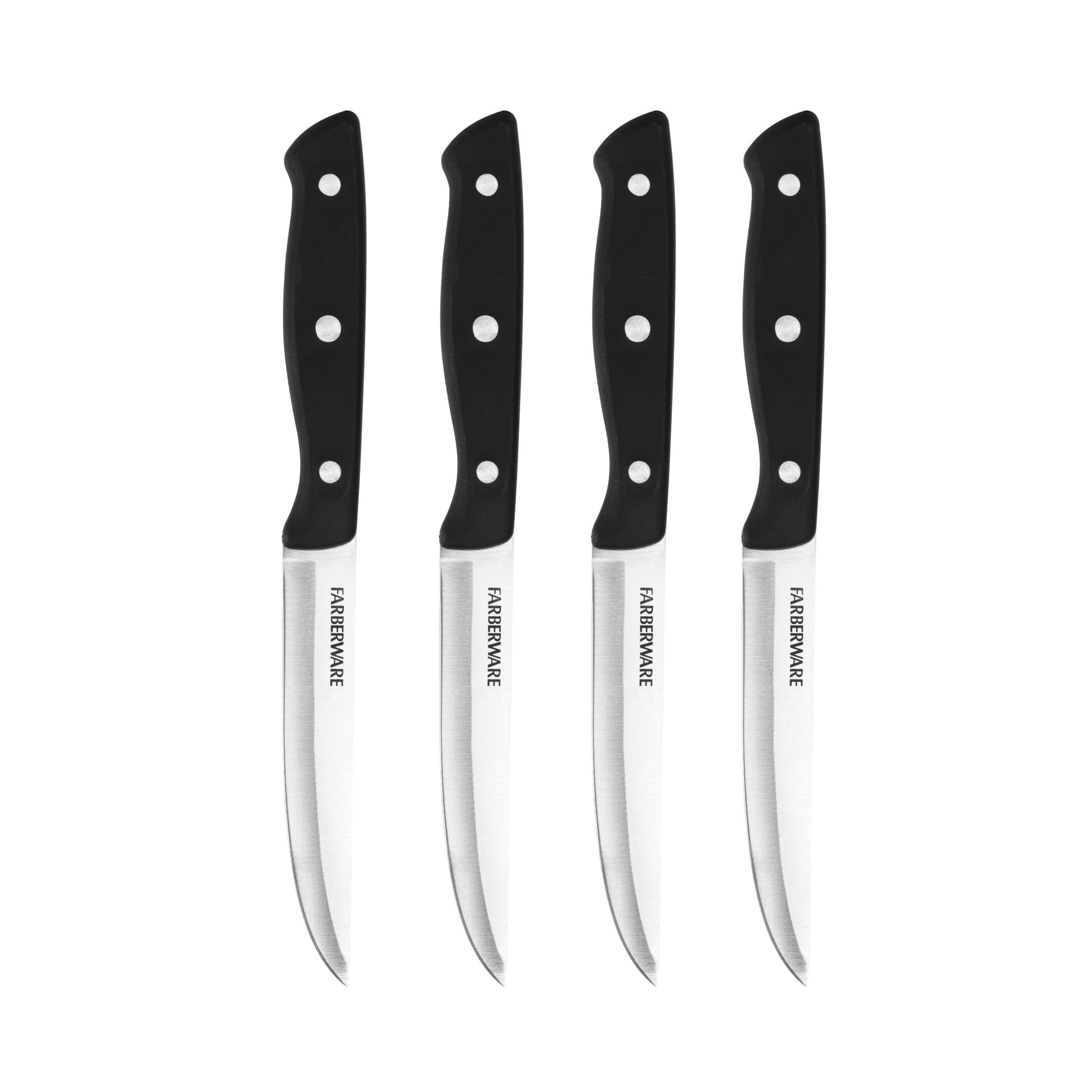Classic 4.5-Inch Full Tang Triple Riveted Steak Knife with Black Handle Set of 4