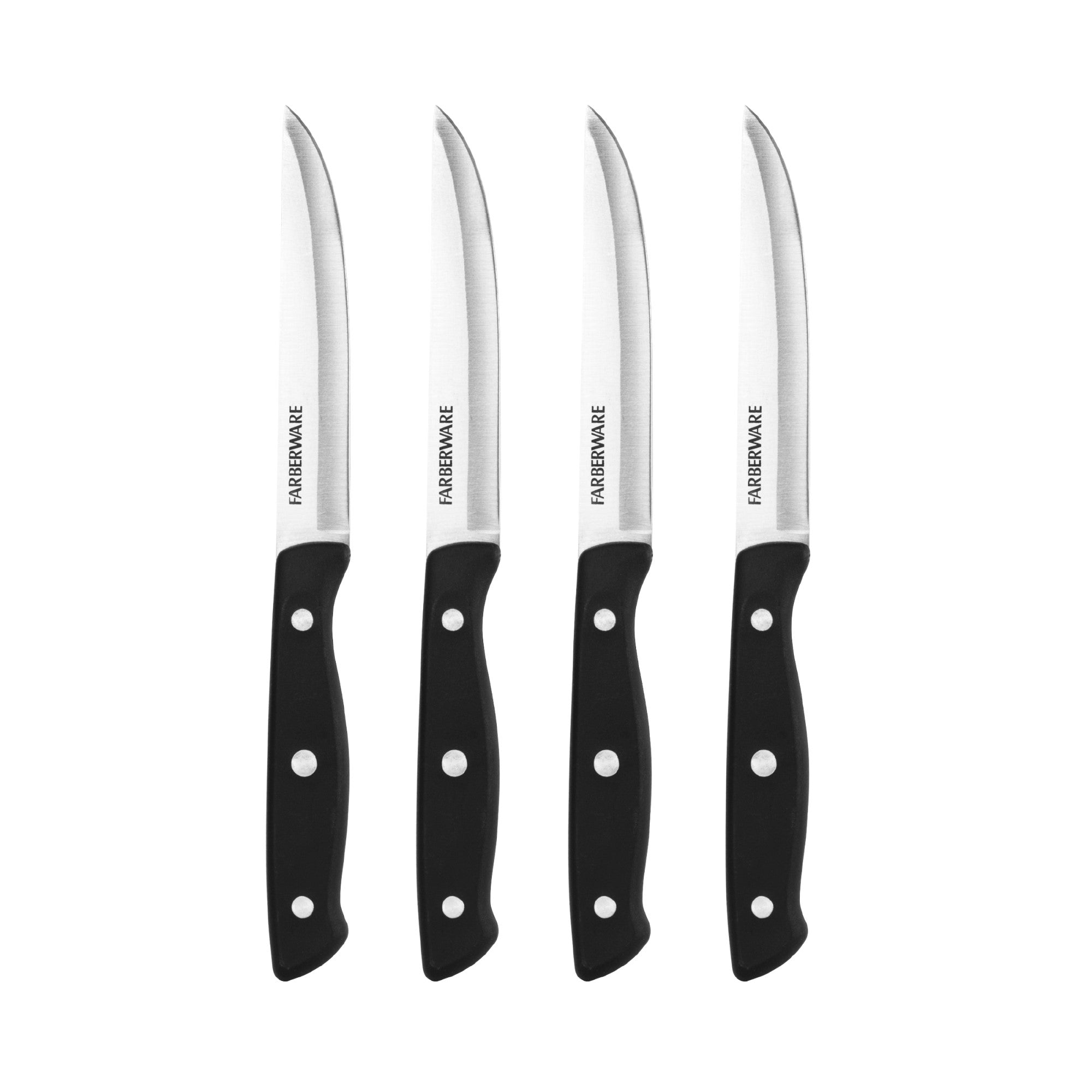 Classic 4.5-Inch Full Tang Triple Riveted Steak Knife with Black Handle Set of 4