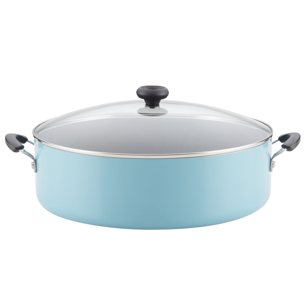  14-Inch Easy Clean Nonstick Family Pan/Jumbo Cooker with Lid, Aqua