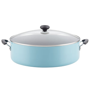 14-Inch Easy Clean Nonstick Family Pan/Jumbo Cooker with Lid, Aqua
