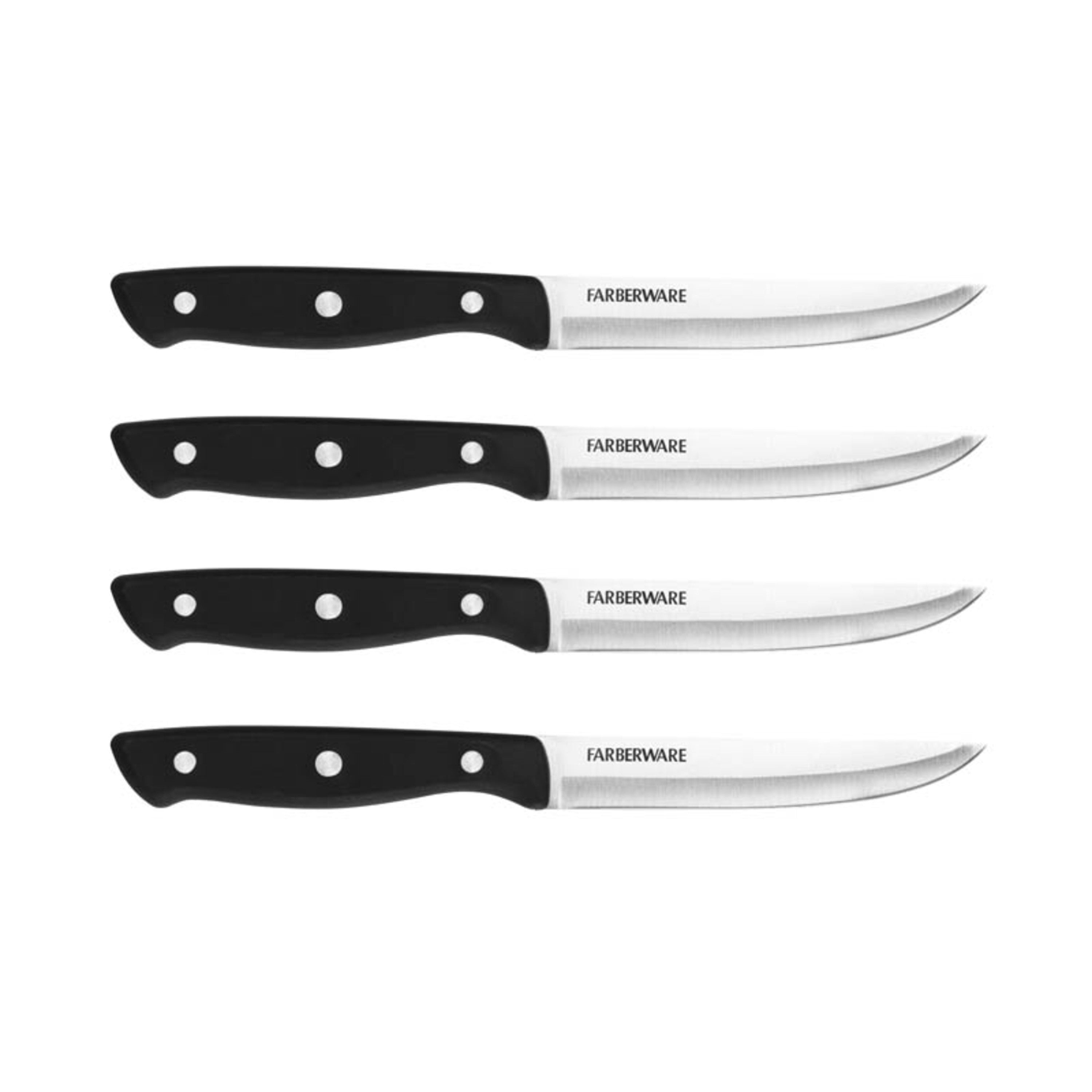 Classic 4.5-Inch Full Tang Triple Riveted Steak Knife with Black Handle Set of 4