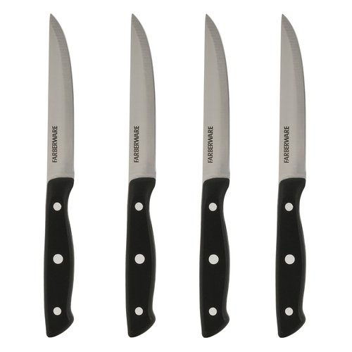 Classic 4.5-Inch Full Tang Triple Riveted Steak Knife with Black Handle Set of 4