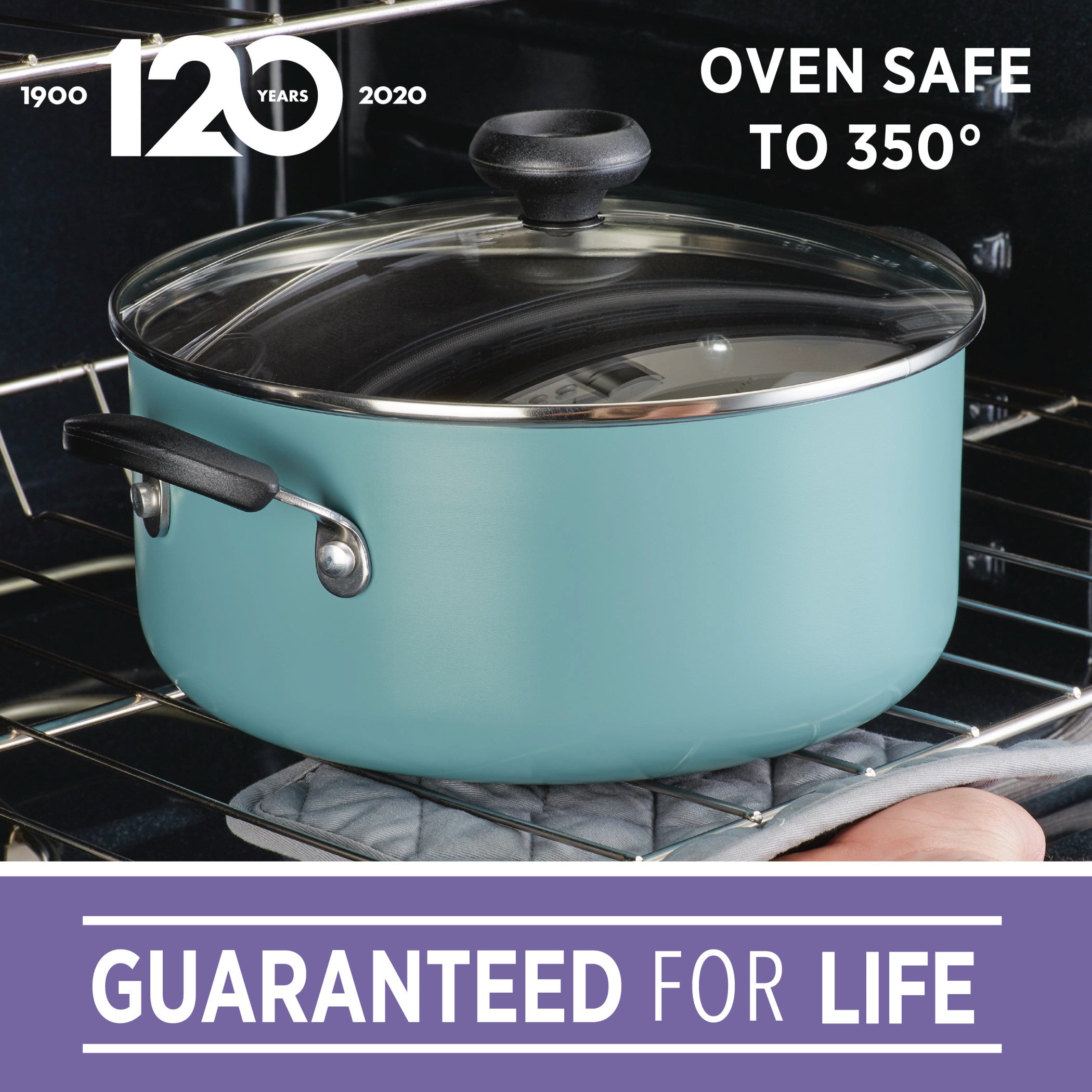  14-Inch Easy Clean Nonstick Family Pan/Jumbo Cooker with Lid, Aqua