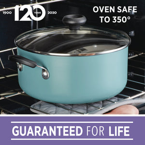  14-Inch Easy Clean Nonstick Family Pan/Jumbo Cooker with Lid, Aqua